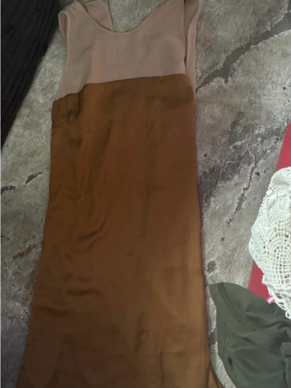 Colorblock Brown and Beige Maxi slip dress